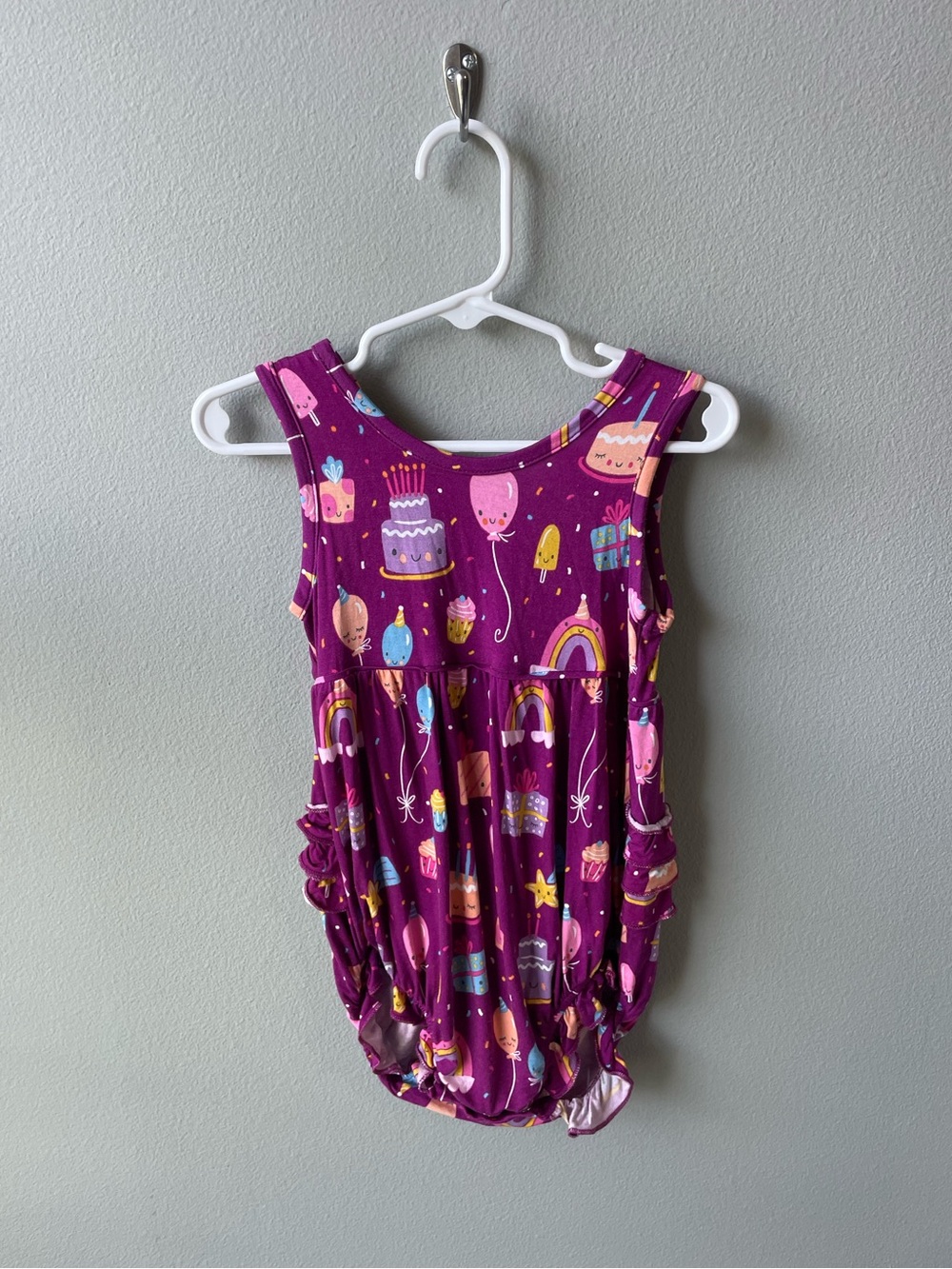 Little Sleepies Birthday Wishes Bamboo Bubble Romper with Ruffles